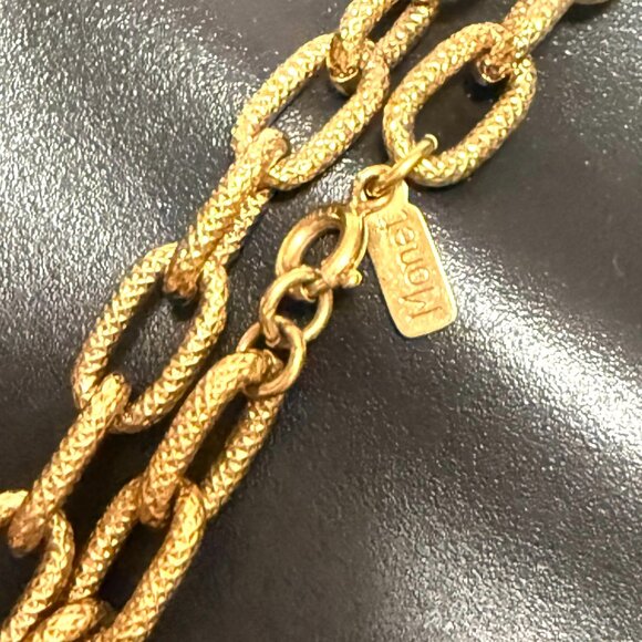 Vintage Monet Signed Textured Gold Super Long Chain Necklace Wrap Opera Length - Picture 6 of 12